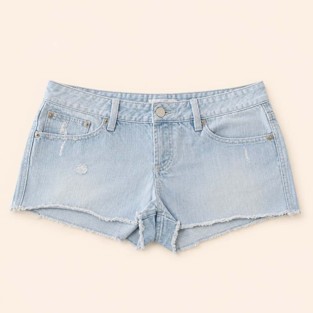 21‎ Denim Y2K Light Wash Distressed Micro Denim Shorts Size 28